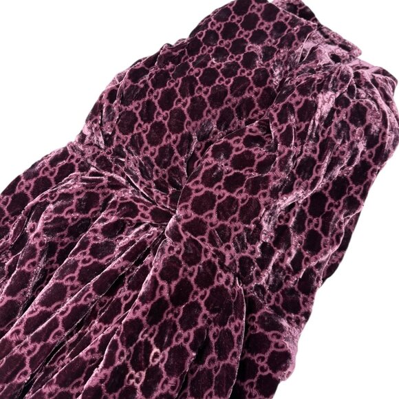 GUCCI Vintage Velour Button Up Shirt Top Purple GG Monogram Logo Silk [106237] - Picture 8 of 13